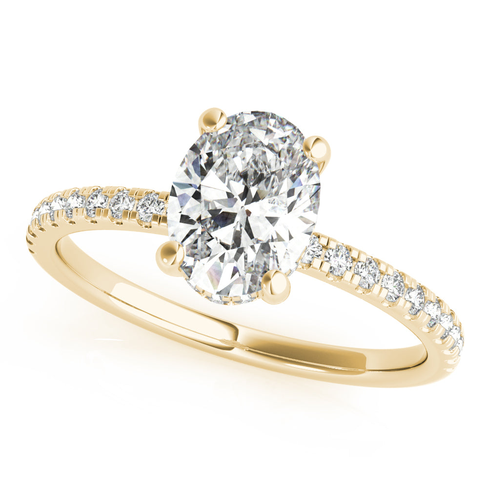 1.0 CT Oval Shaped Moissanite Engagement Ring In Hidden Halo