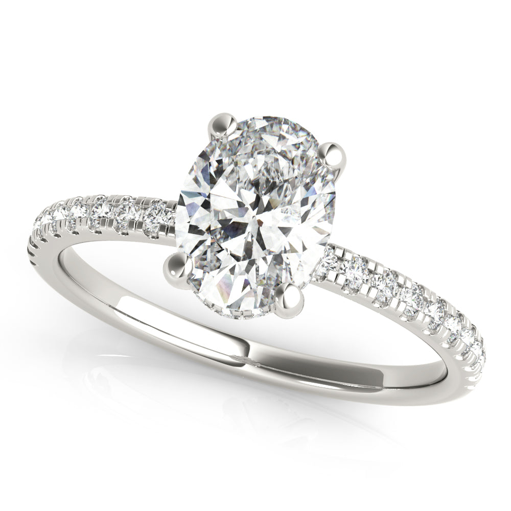 1.0 CT Oval Shaped Moissanite Engagement Ring In Hidden Halo