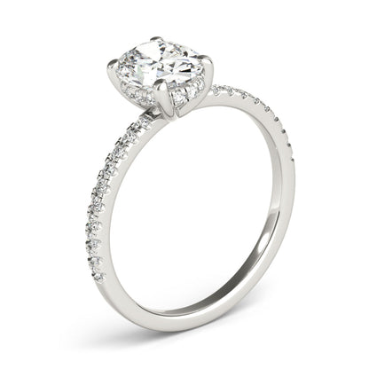 1.0 CT Oval Shaped Moissanite Engagement Ring In Hidden Halo