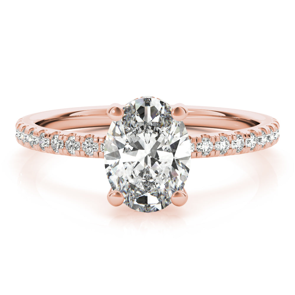 1.0 CT Oval Shaped Moissanite Engagement Ring In Hidden Halo