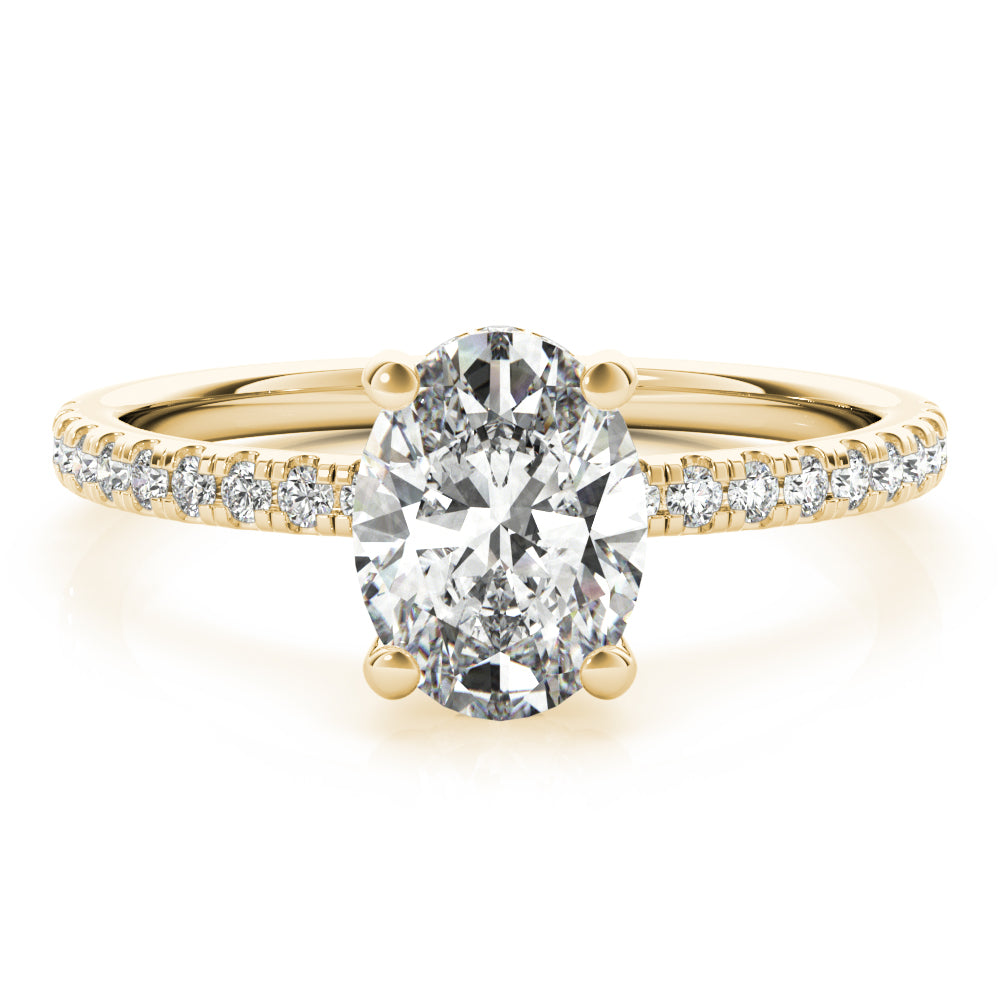 1.0 CT Oval Shaped Moissanite Engagement Ring In Hidden Halo