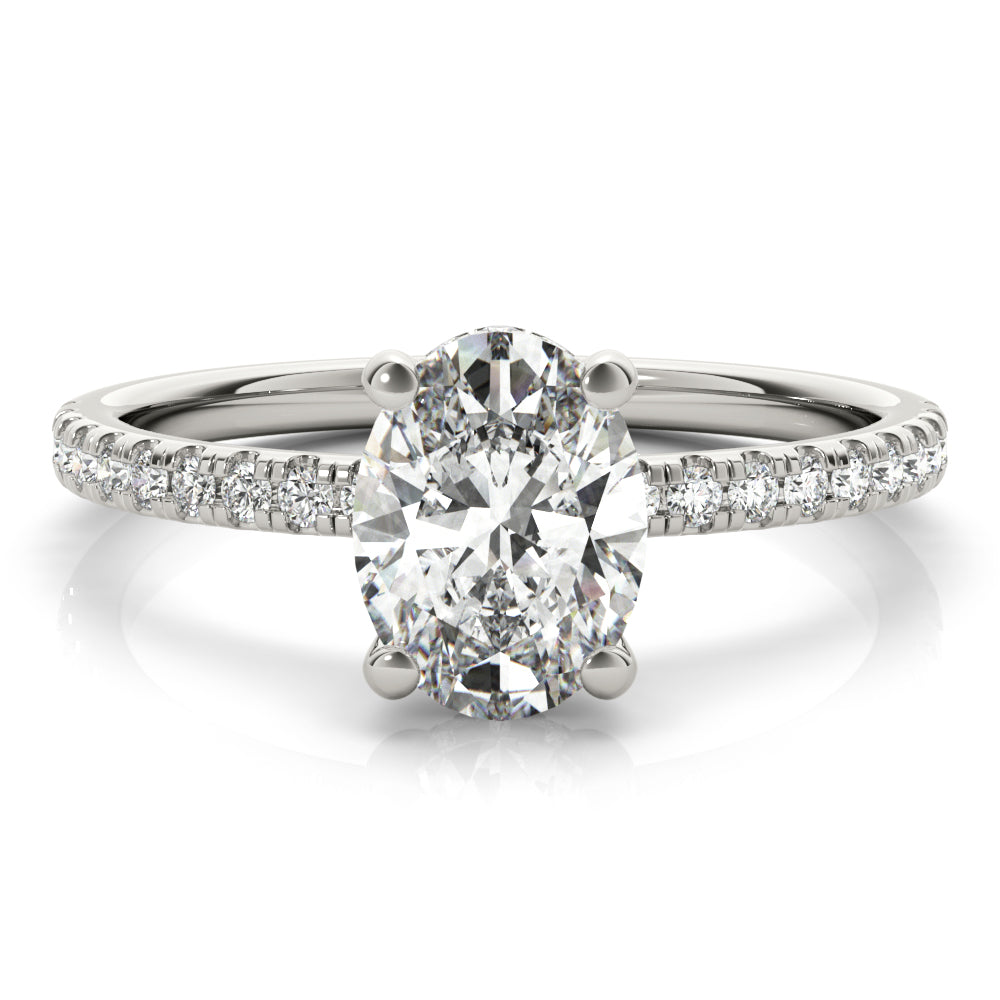 1.0 CT Oval Shaped Moissanite Engagement Ring In Hidden Halo