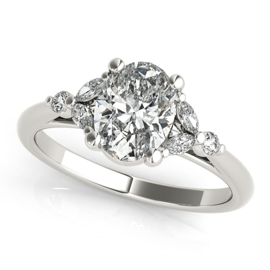 0.50 CT Oval Shaped Moissanite Engagement Ring In Cluster