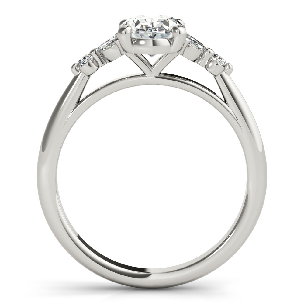 0.50 CT Oval Shaped Moissanite Engagement Ring In Cluster