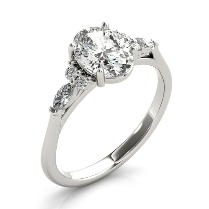 2.0 CT Oval Shaped Moissanite Engagement Ring In Cluster