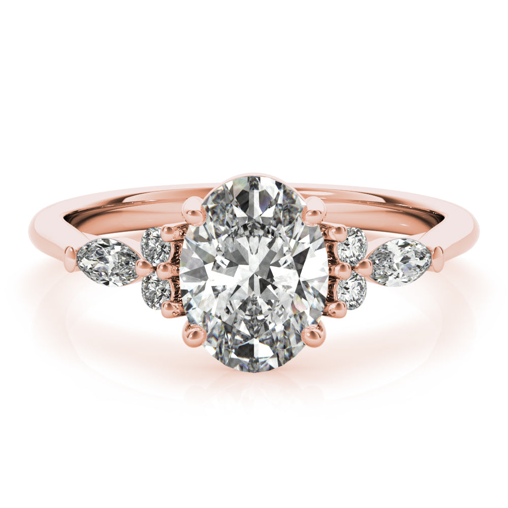 2.0 CT Oval Shaped Moissanite Engagement Ring In Cluster