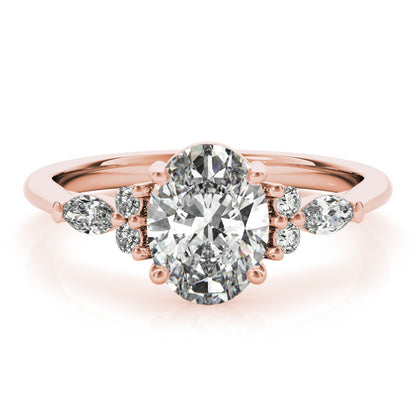 2.0 CT Oval Shaped Moissanite Engagement Ring In Cluster