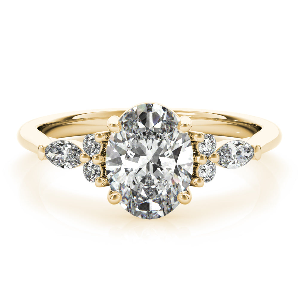 2.0 CT Oval Shaped Moissanite Engagement Ring In Cluster