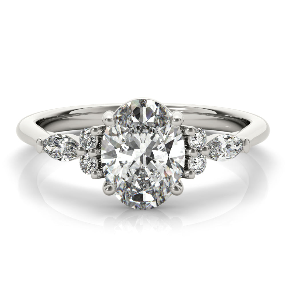 2.0 CT Oval Shaped Moissanite Engagement Ring In Cluster