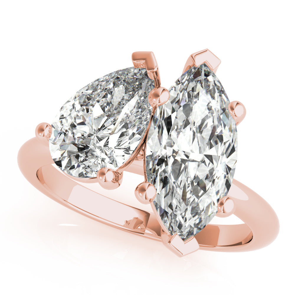 2.5 CT Pear & Marquise Shaped Moissanite Ring In Two Stone Design