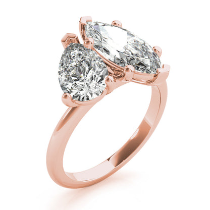 2.5 CT Pear & Marquise Shaped Moissanite Ring In Two Stone Design