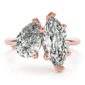 2.5 CT Pear & Marquise Shaped Moissanite Ring In Two Stone Design