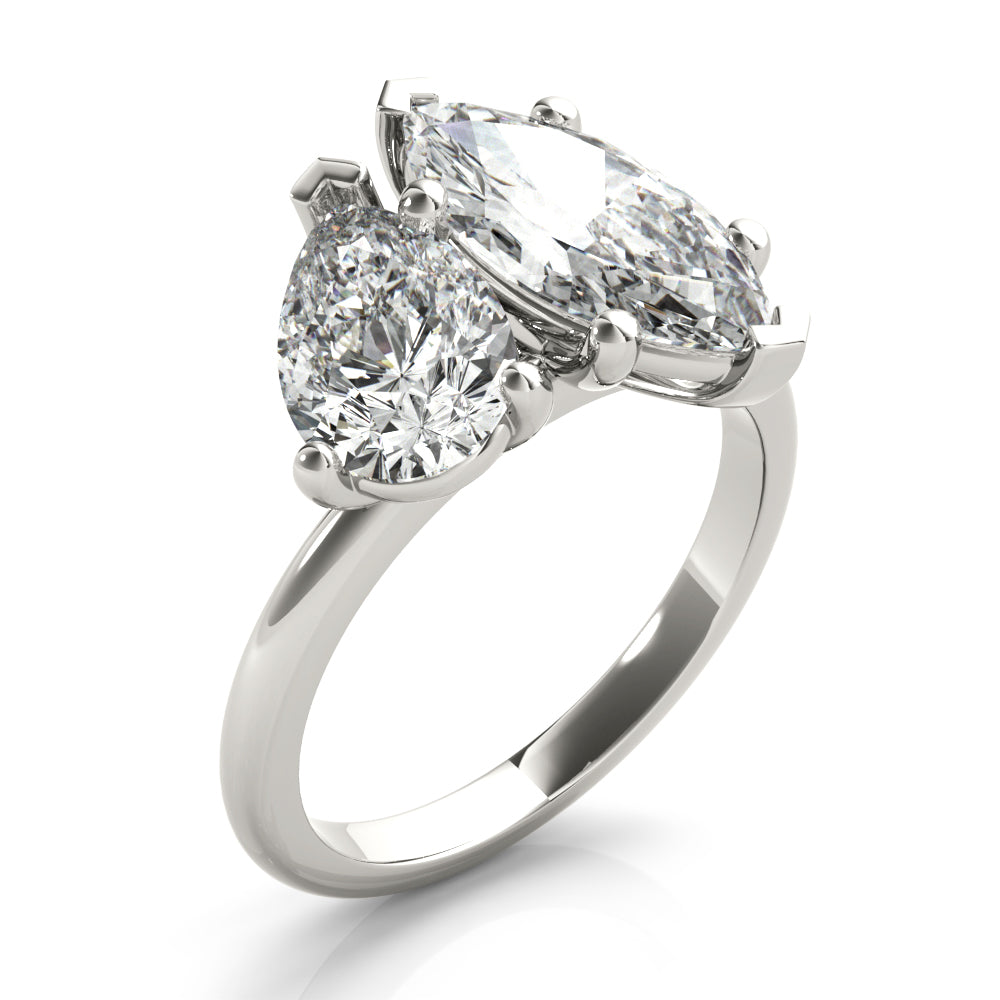 2.5 CT Pear & Marquise Shaped Moissanite Ring In Two Stone Design