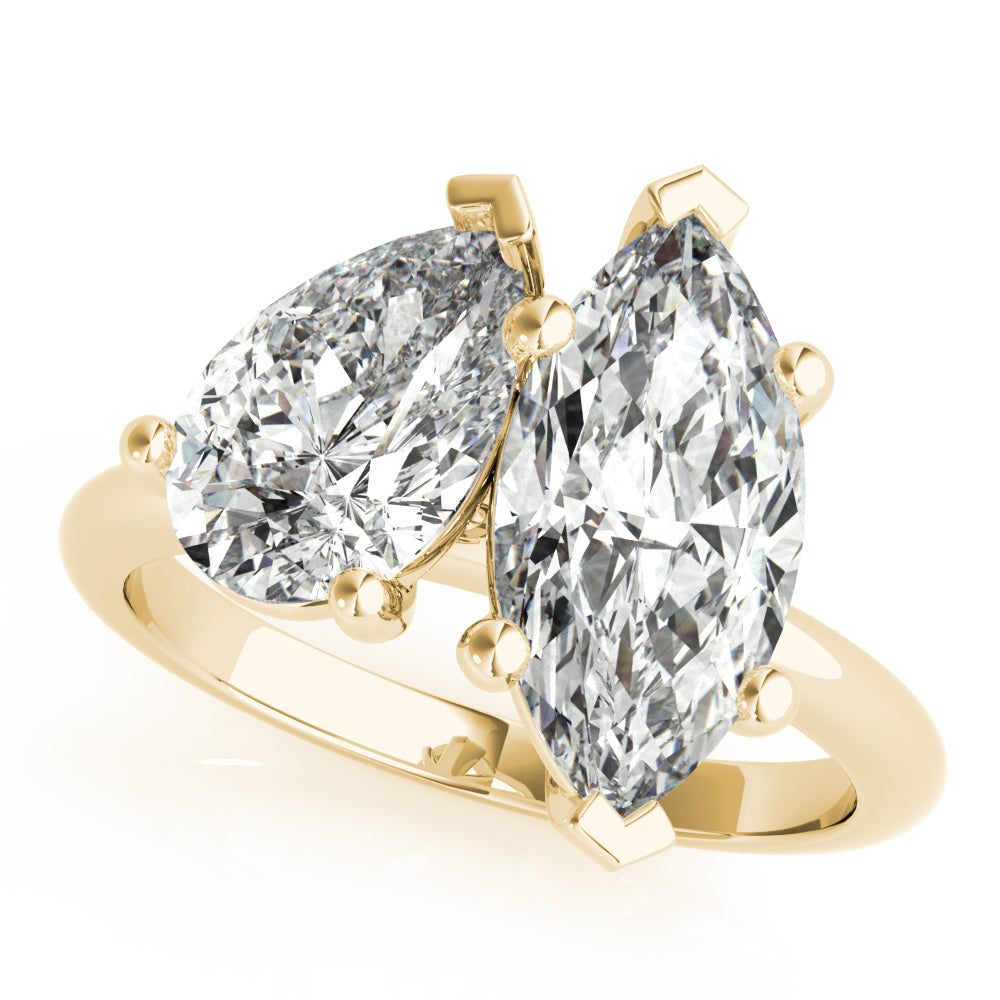 2.5 CT Pear & Marquise Shaped Moissanite Ring In Two Stone Design