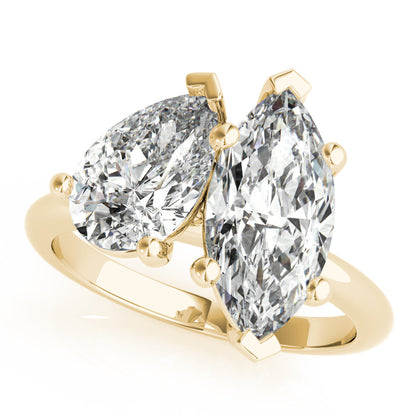 2.5 CT Pear & Marquise Shaped Moissanite Ring In Two Stone Design