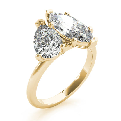 2.5 CT Pear & Marquise Shaped Moissanite Ring In Two Stone Design