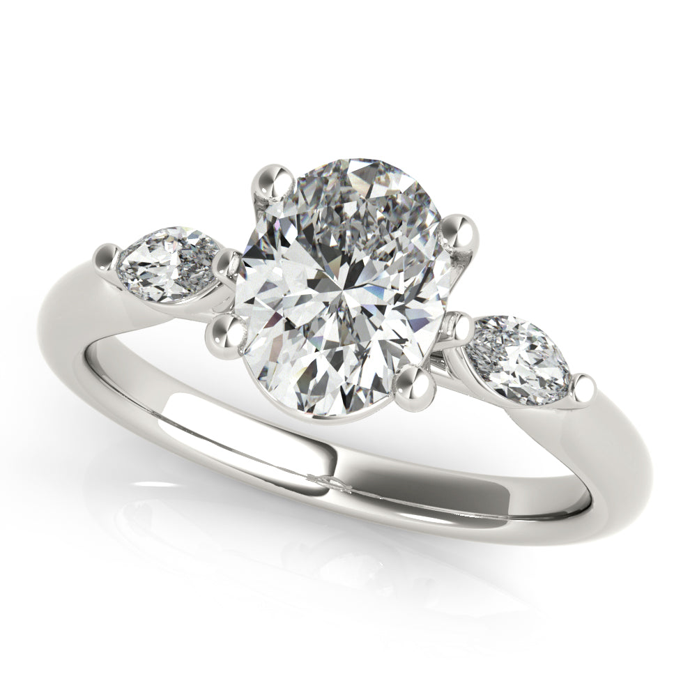 1.0 CT Oval Shaped Moissanite Engagement Ring In Three Stone