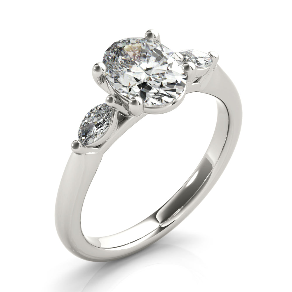 1.0 CT Oval Shaped Moissanite Engagement Ring In Three Stone