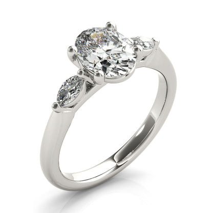 1.0 CT Oval Shaped Moissanite Engagement Ring In Three Stone