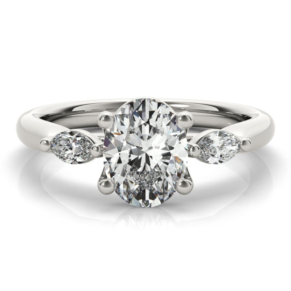 1.0 CT Oval Shaped Moissanite Engagement Ring In Three Stone