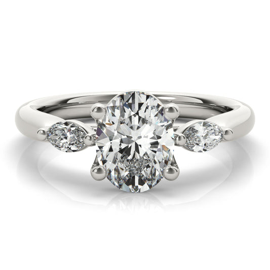 1.0 CT Oval Shaped Moissanite Engagement Ring In Three Stone