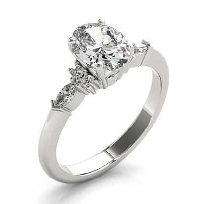 1.0 CT Oval Shaped Moissanite Engagement Ring In Cluster Design