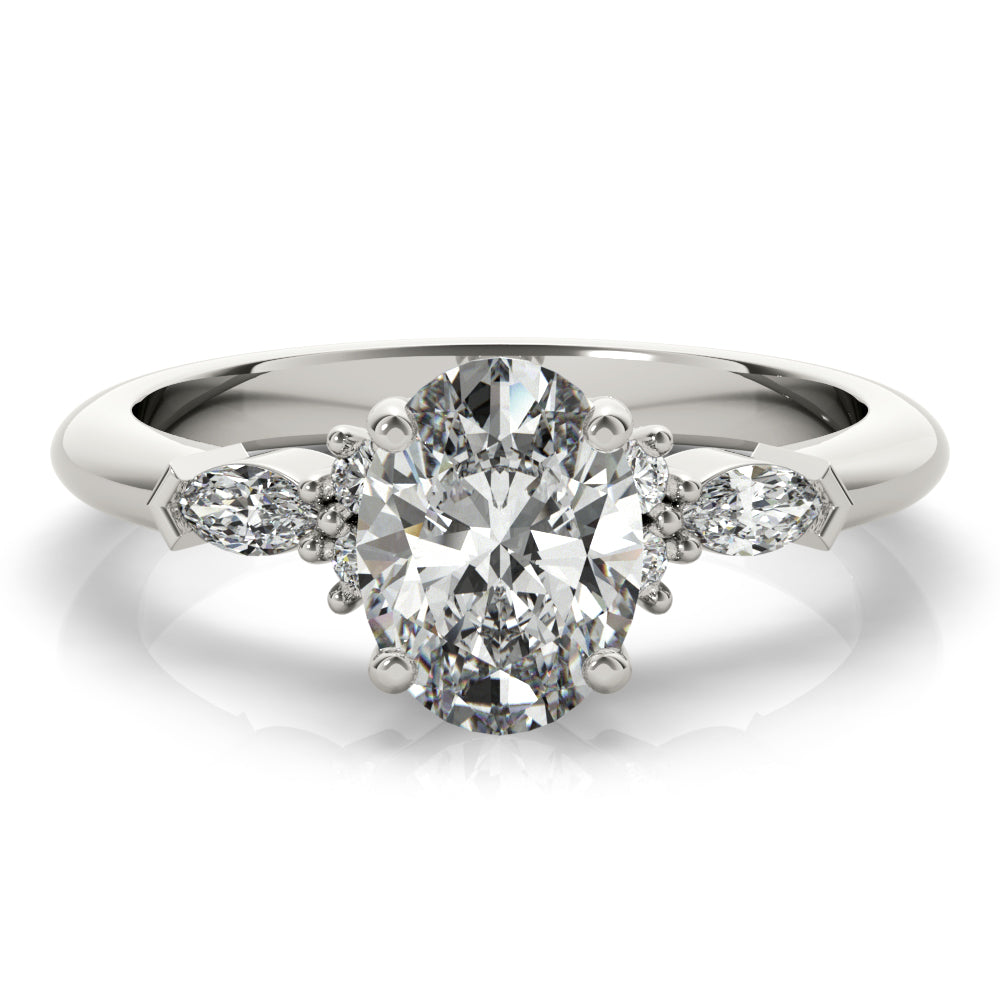 1.0 CT Oval Shaped Moissanite Engagement Ring In Cluster Design