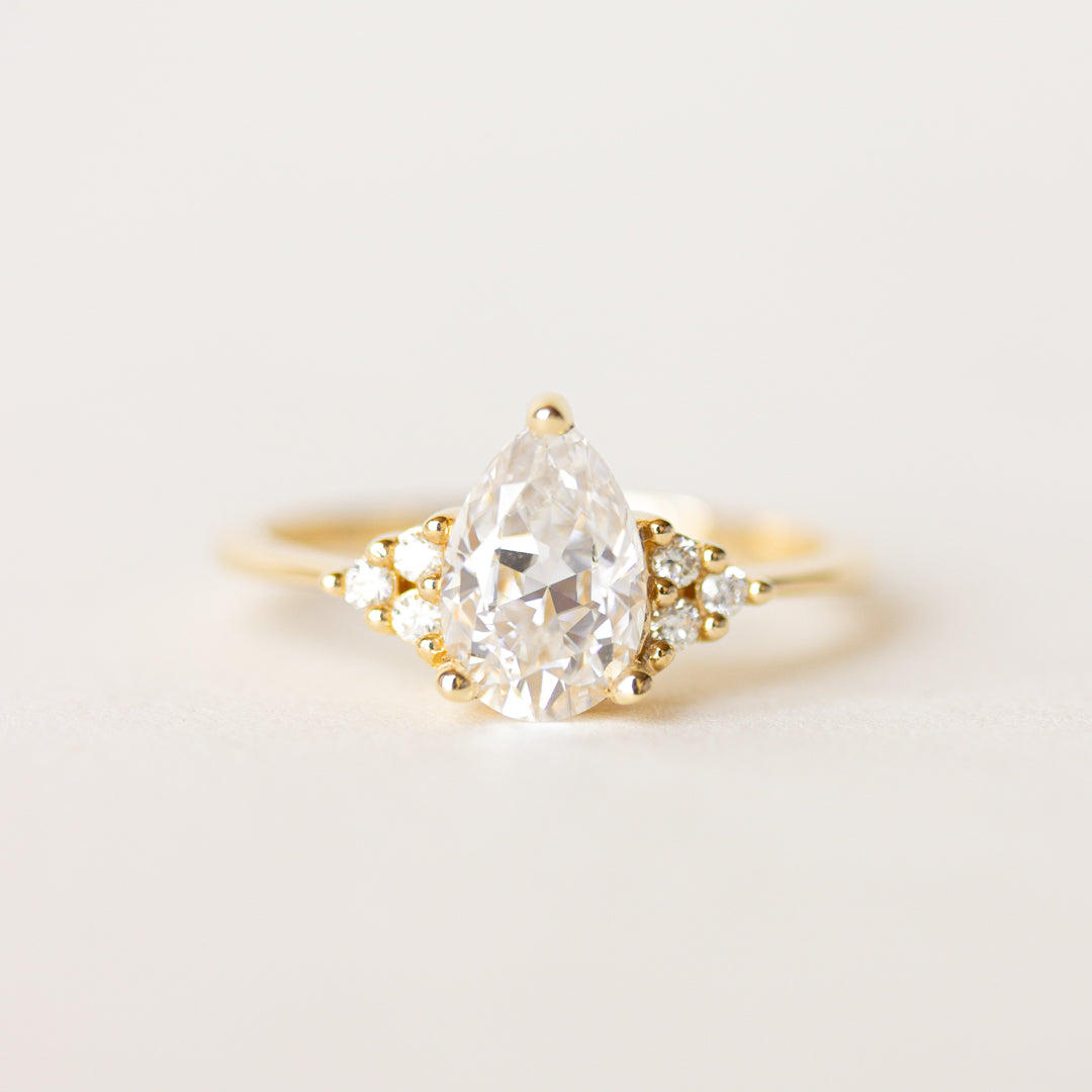 1.33 CT Pear Moissanite Cluster Engagement Ring - farrellouise