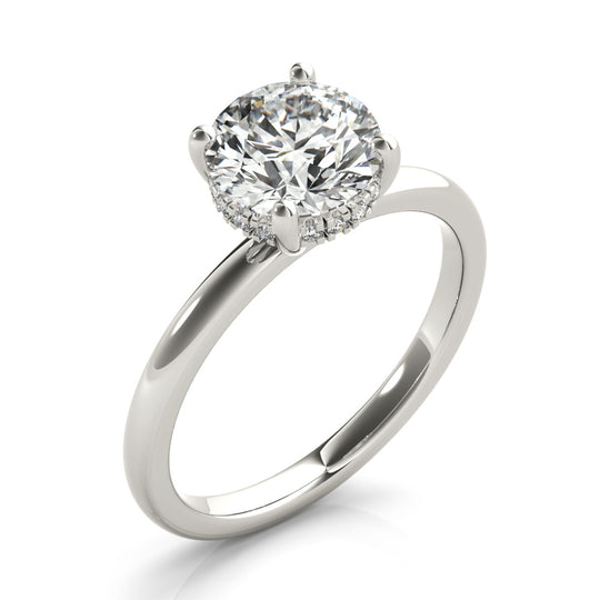 1.50 CT Round Shaped Moissanite Engagement Ring In Hidden Halo