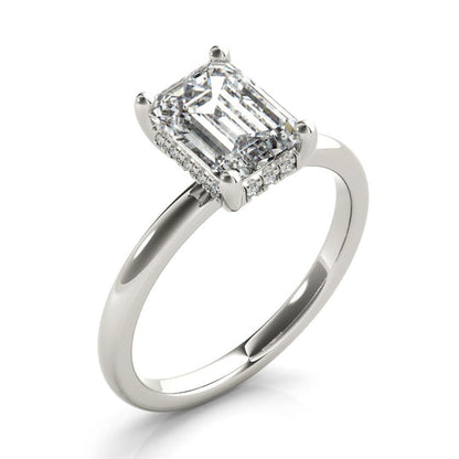 1.75 CT Enerald Shaped Moissanite Engagement Ring In Hidden Halo