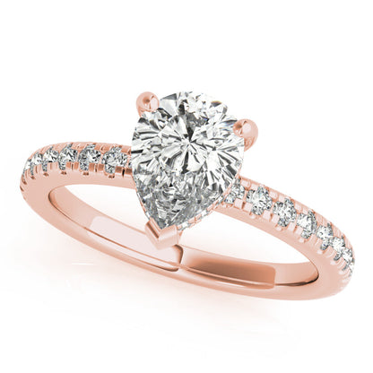 1.0 CT Pear Shaped Moissanite Engagement Ring In Hidden Halo Design