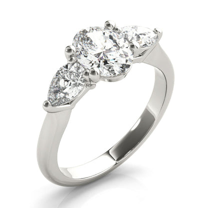 1 CT Oval Shaped Moissanite Engagement Ring In Three Stone Design