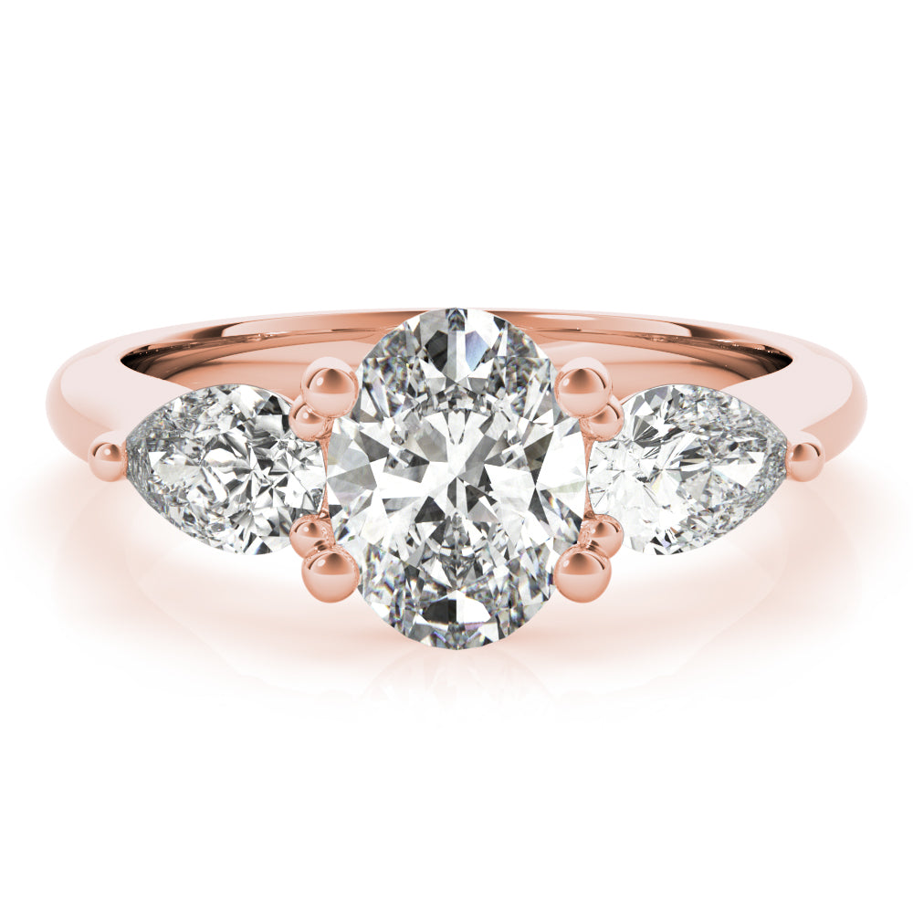 1 CT Oval Shaped Moissanite Engagement Ring In Three Stone Design