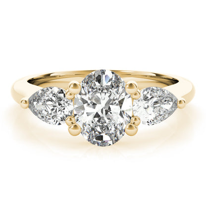 1 CT Oval Shaped Moissanite Engagement Ring In Three Stone Design