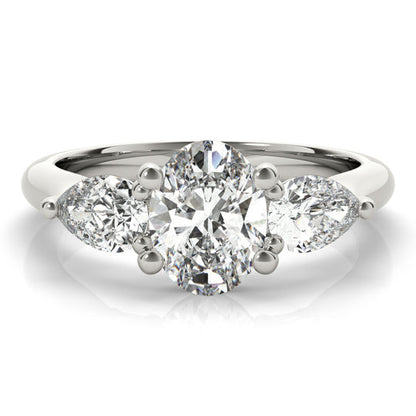 1 CT Oval Shaped Moissanite Engagement Ring In Three Stone Design