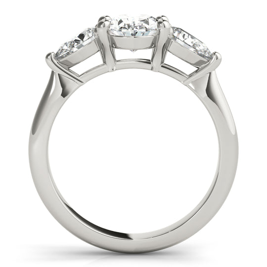 1 CT Oval Shaped Moissanite Engagement Ring In Three Stone Design