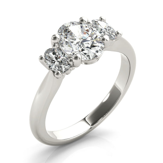 2.0 CT Oval Shaped Moissanite Engagement Ring In Three Stone