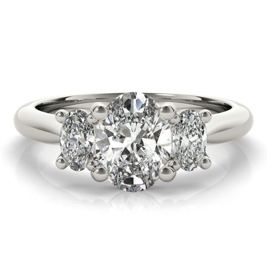 2.0 CT Oval Shaped Moissanite Engagement Ring In Three Stone