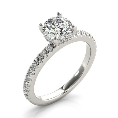 1.50 CT Round Shaped Moissanite Engagement Ring In Hidden Halo