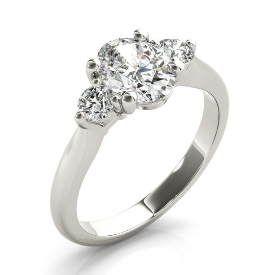 1.0 CT Oval Shaped Moissanite Engagement Ring In Three Stone