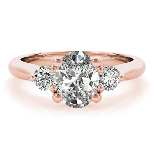 1.0 CT Oval Shaped Moissanite Engagement Ring In Three Stone