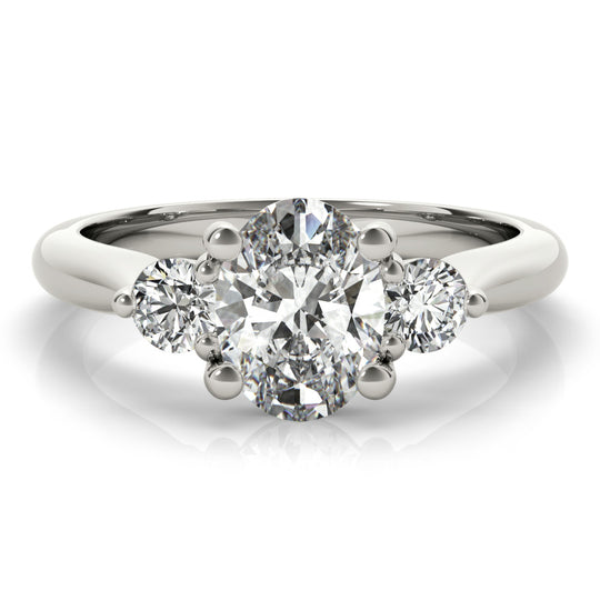 1.0 CT Oval Shaped Moissanite Engagement Ring In Three Stone