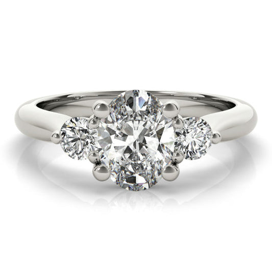 1.0 CT Oval Shaped Moissanite Engagement Ring In Three Stone