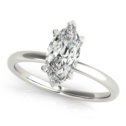 1 CT Marquise Shaped Moissanite Engagement Ring In Hidden Halo Design