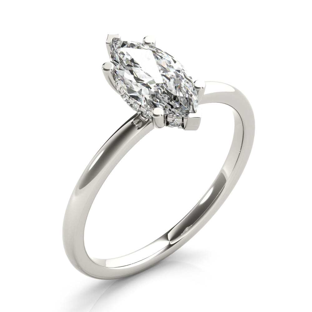 1 CT Marquise Shaped Moissanite Engagement Ring In Hidden Halo Design