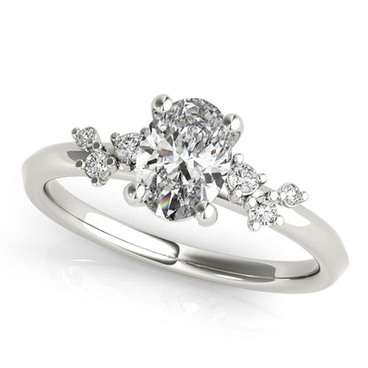 1.30 CT Oval Shaped Moissanite Engagement Ring In Cluster