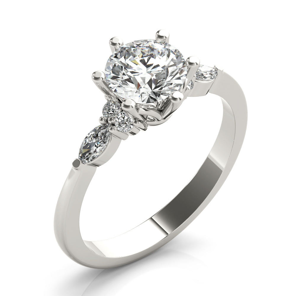 1.20 CT Round Shaped Moissanite Engagement Ring In Three Stone