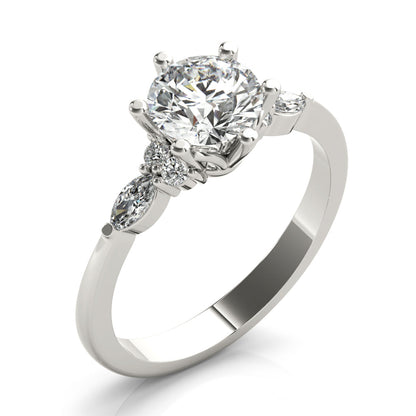 1.20 CT Round Shaped Moissanite Engagement Ring In Three Stone