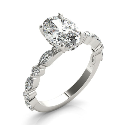 1.50 CT Oval Shaped Moissanite Engagement Ring In Pave Design