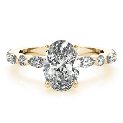 1.50 CT Oval Shaped Moissanite Engagement Ring In Pave Design